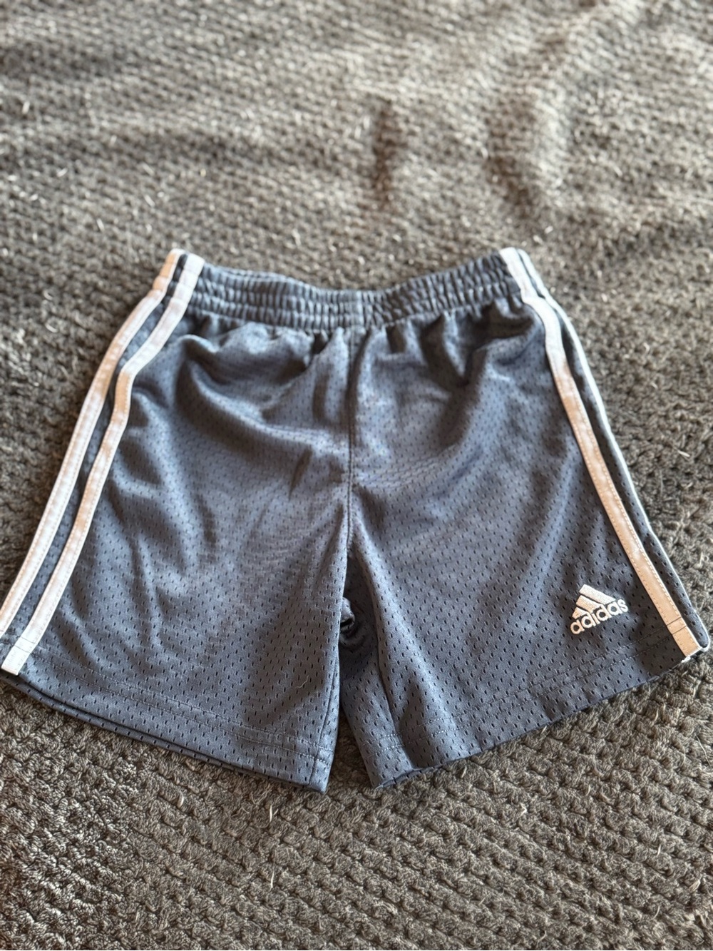 adidas Youth Dark Blue Athletic Shorts with White Stripes